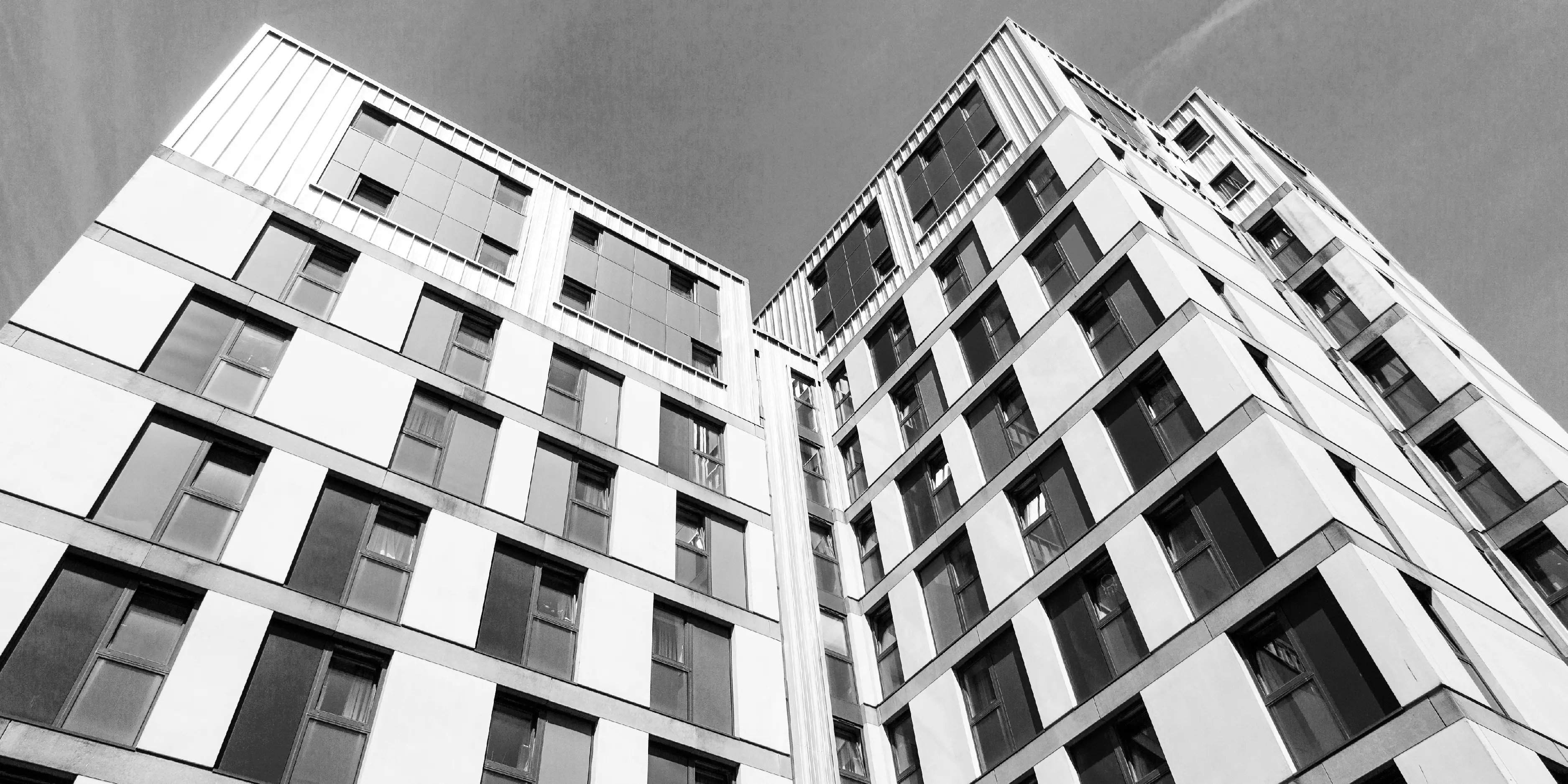 Accommodation building in black and white